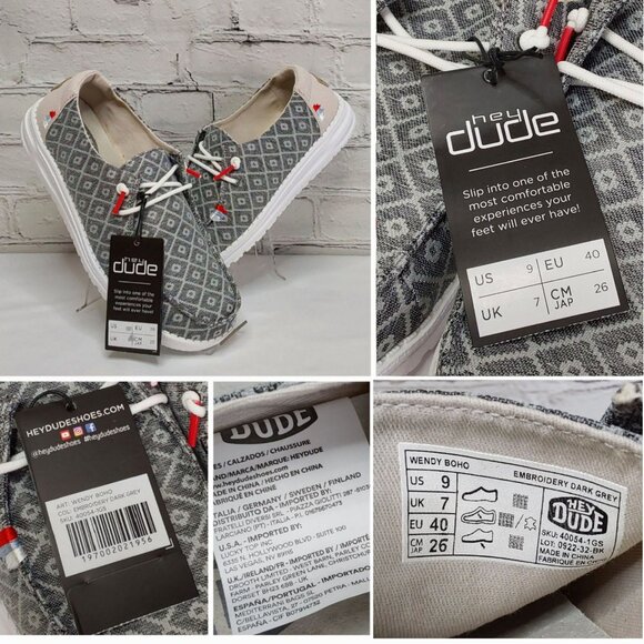 'HEY DUDE' WENDY BOHO EMBROIDERY RED CAP LACE SHOES - Picture 12 of 16